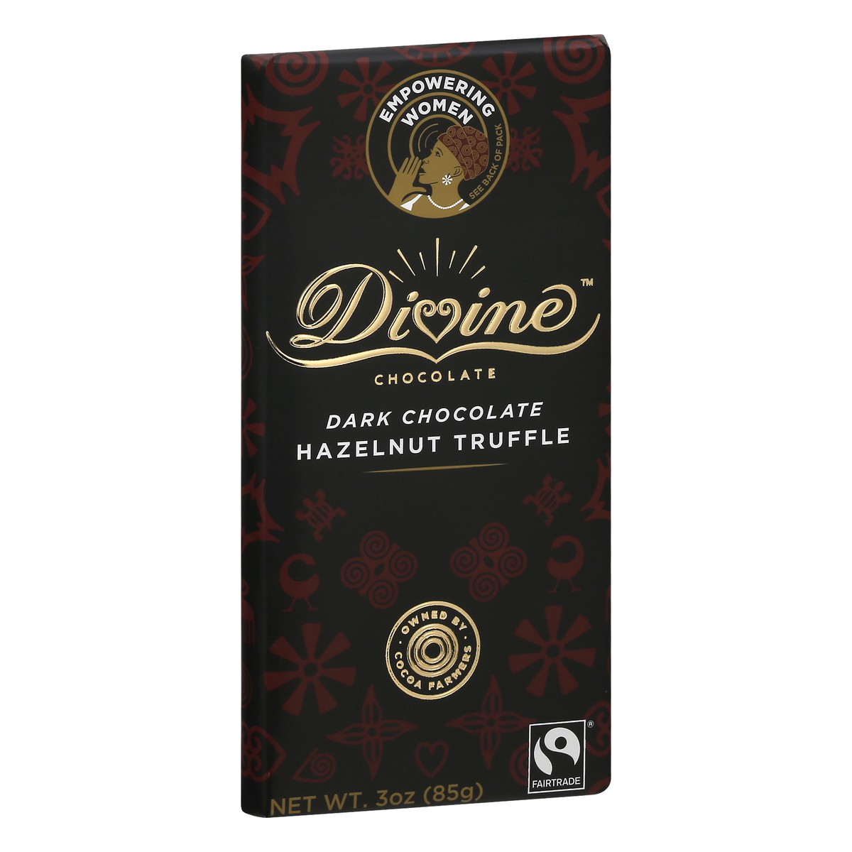 slide 2 of 9, Divine Chocolate Hazelnut Truffle Dark Chocolate 3 oz, 123 oz