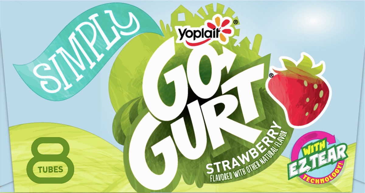 slide 3 of 7, Go-Gurt Simply Go-GURT Strawberry Kids Low Fat Yogurt, Gluten Free, 2 oz Yogurt Tubes (8 Count), 8 ct