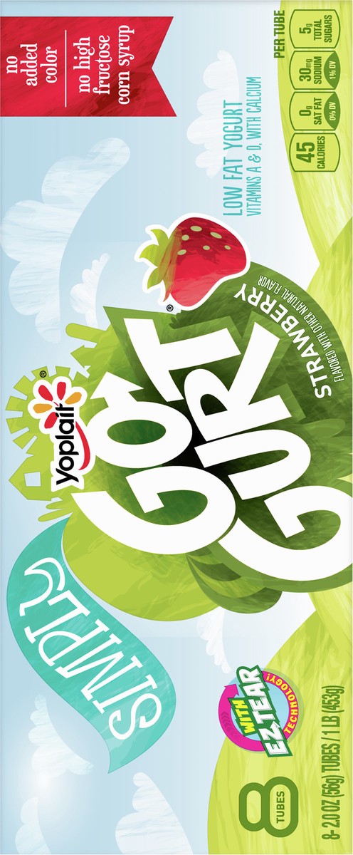 slide 6 of 7, Go-Gurt Simply Go-GURT Strawberry Kids Low Fat Yogurt, Gluten Free, 2 oz Yogurt Tubes (8 Count), 8 ct