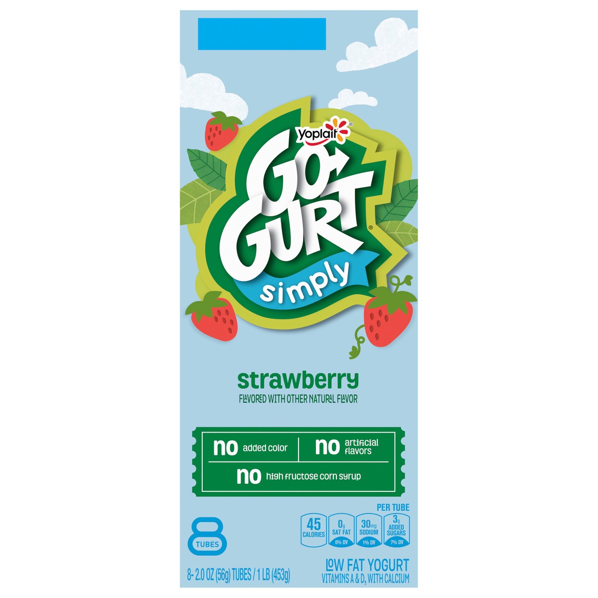 slide 1 of 7, Go-Gurt Simply Go-GURT Strawberry Kids Low Fat Yogurt, Gluten Free, 2 oz Yogurt Tubes (8 Count), 8 ct