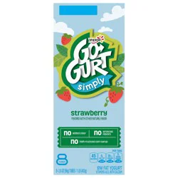 Go-Gurt Simply Go-GURT Strawberry Kids Low Fat Yogurt, Gluten Free, 2 oz Yogurt Tubes (8 Count)