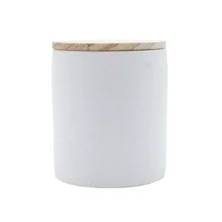 HD Designs Ceramic Ivory Candle with Wood Lid - Eucalyptus White Tea, 10 oz