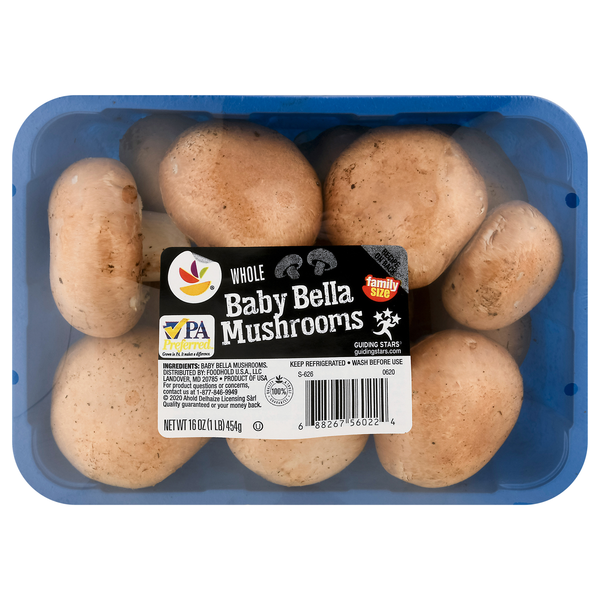 slide 1 of 1, GIANT Whole Baby Bella Mushrooms Family Size, 16 oz