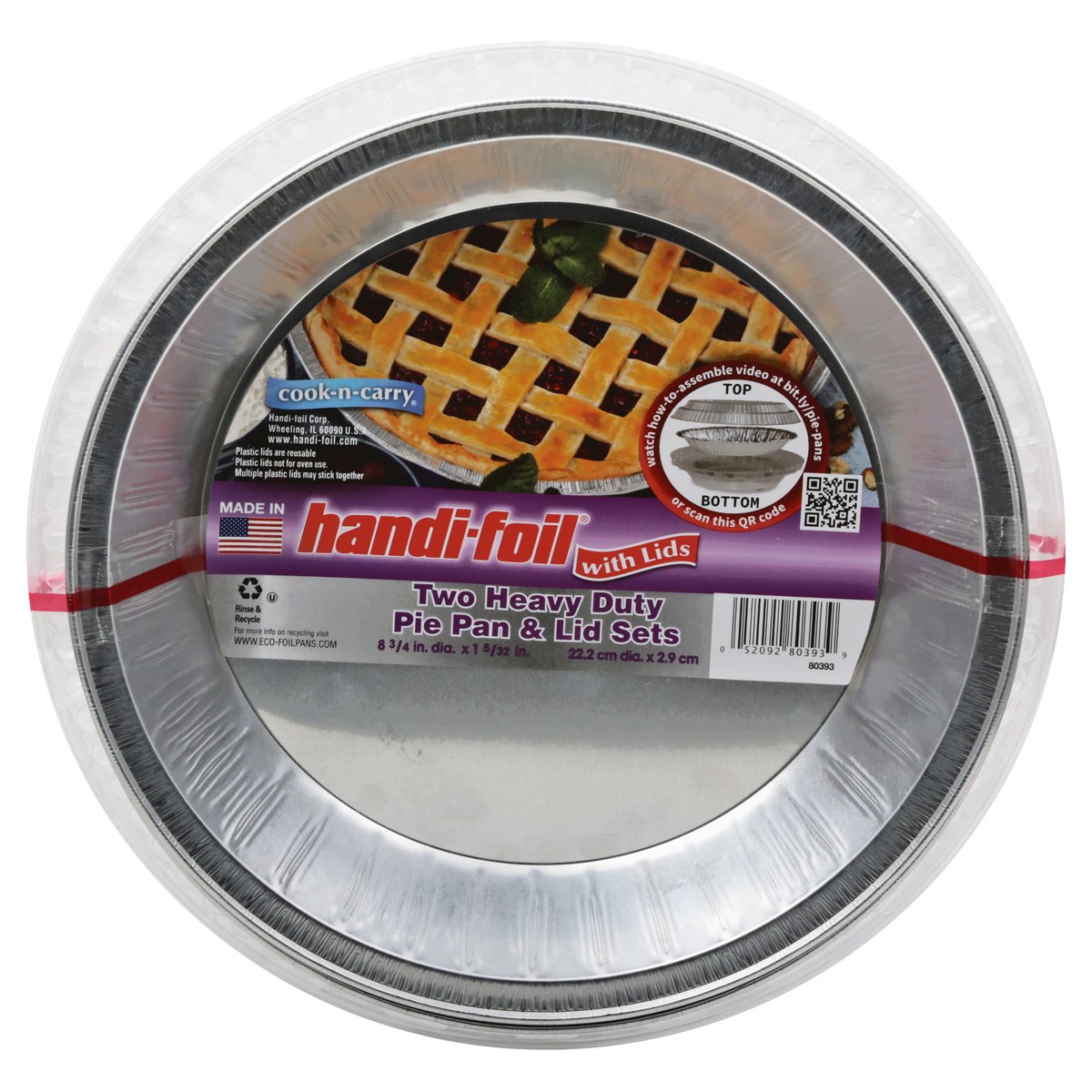 slide 1 of 9, Handi-foil Heavy Duty Pie Pan Lid Sets, 2 ct