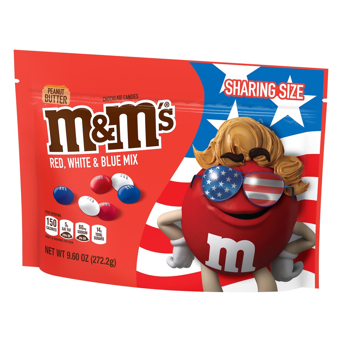 slide 5 of 7, M&M's Red, White & Blue Peanut Butter Chocolate Candy, Sharing Size, 9.6 oz Bag, 9.6 oz