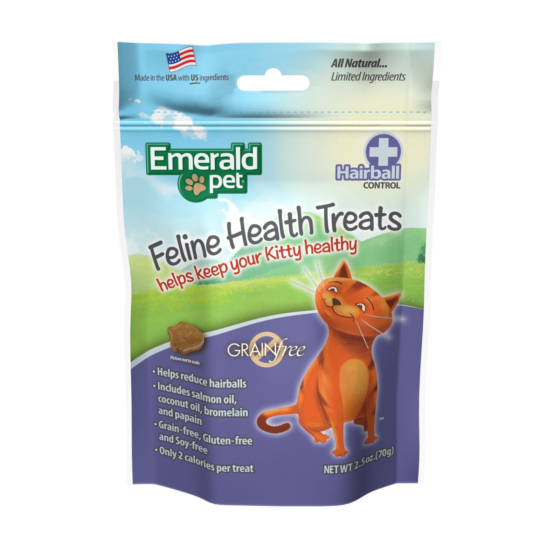 slide 1 of 1, Emerald Pet Feline Hairball Control Treat For Cats, 2.5 oz