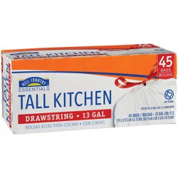 Hill Country Essentials Tall Kitchen Drawstring Trash Bags, 13 Gallon