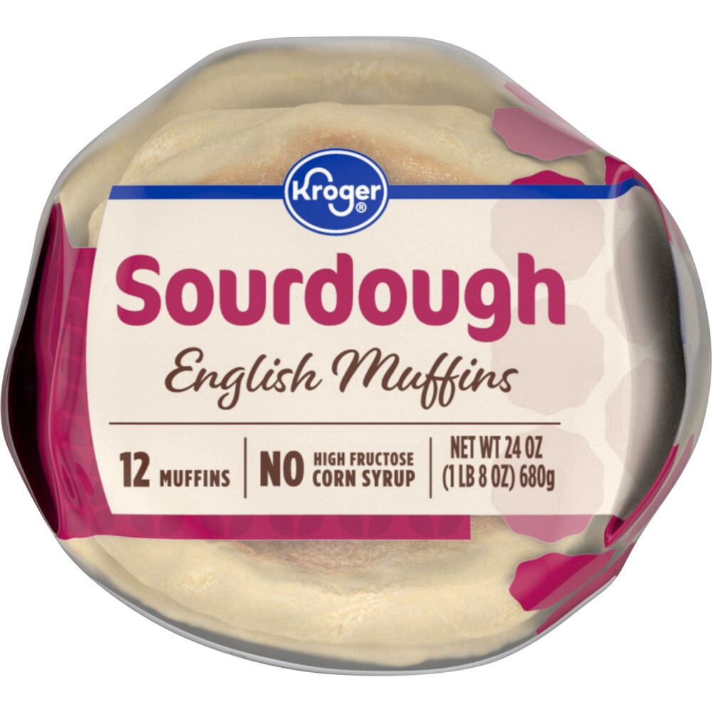 slide 3 of 5, Kroger Sourdough English Muffins 12 Count, 24 oz