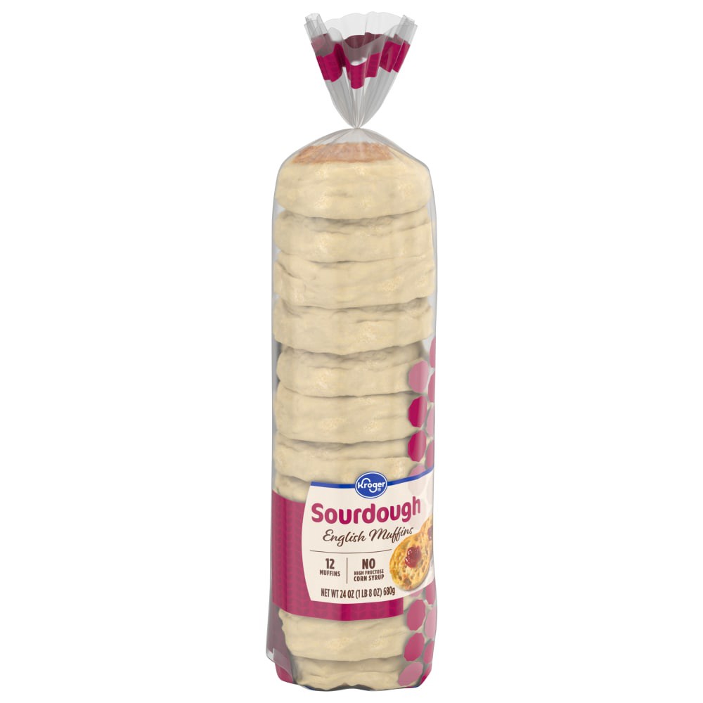 slide 1 of 5, Kroger Sourdough English Muffins 12 Count, 24 oz