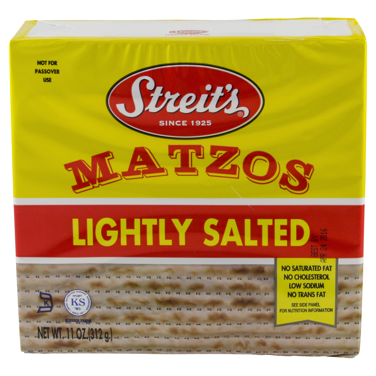slide 1 of 6, Streit's Lightly Salted Matzos, 11 oz