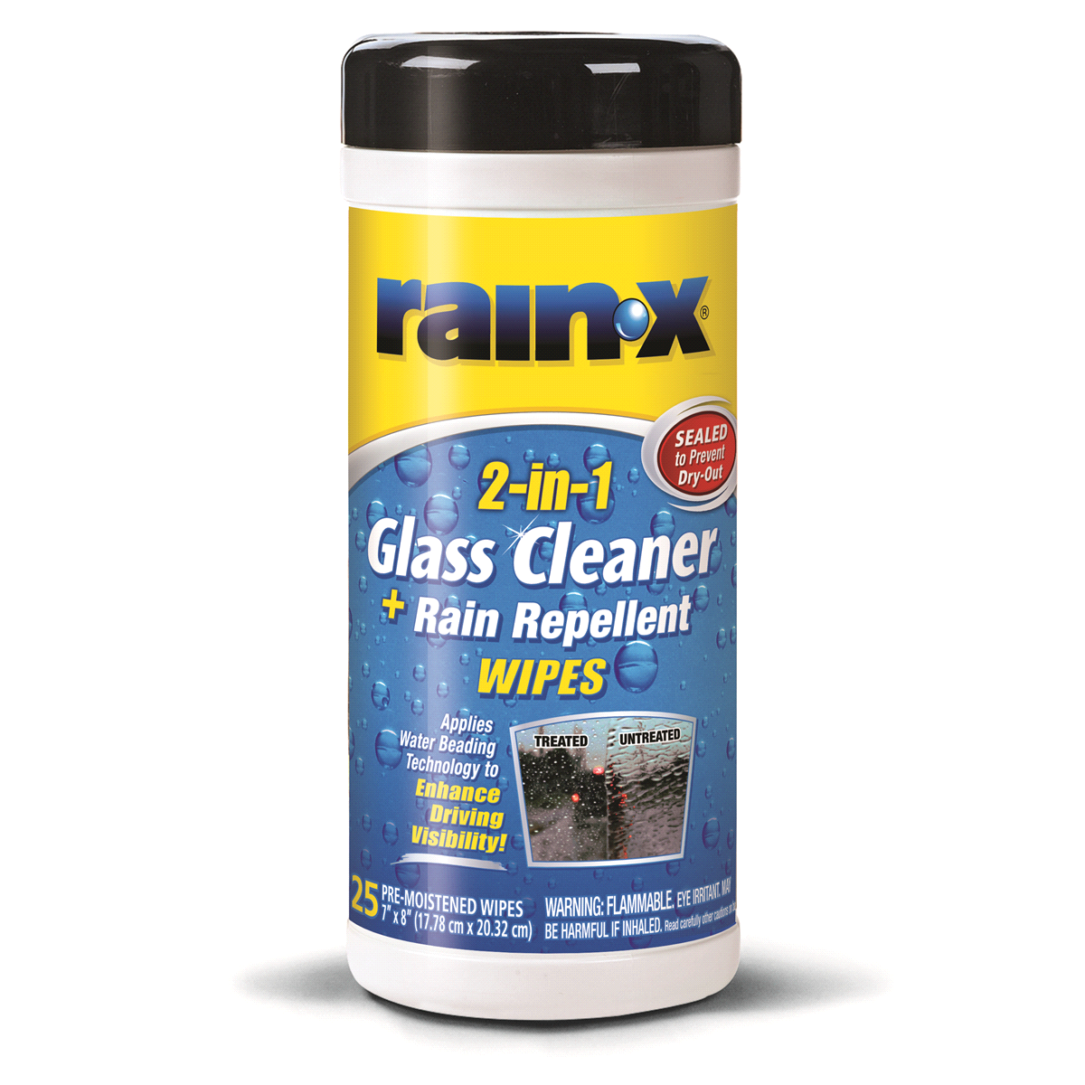 slide 1 of 1, Rain-X 2-in-1 Glass Cleaner and Rain Repellent Wipes, 25 ct