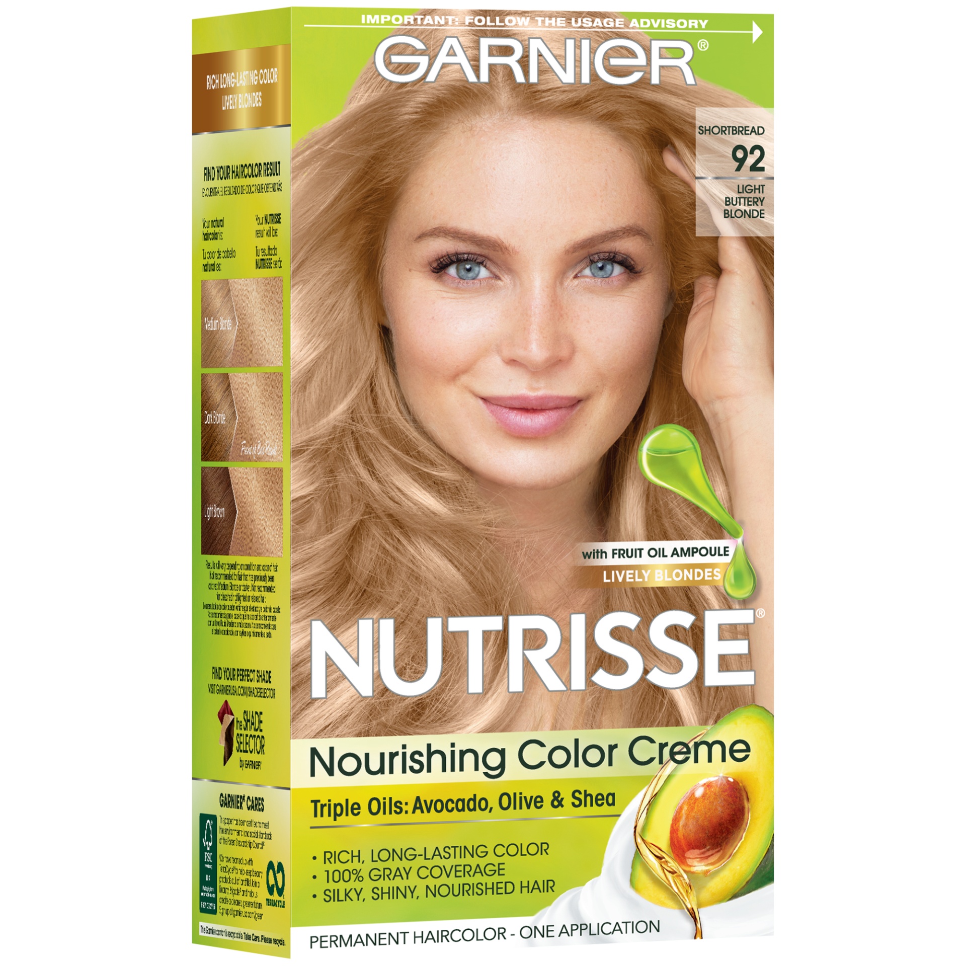 Garnier Nutrisse Nourishing Color Creme Light - Buttery Blonde 92 1 ct ...