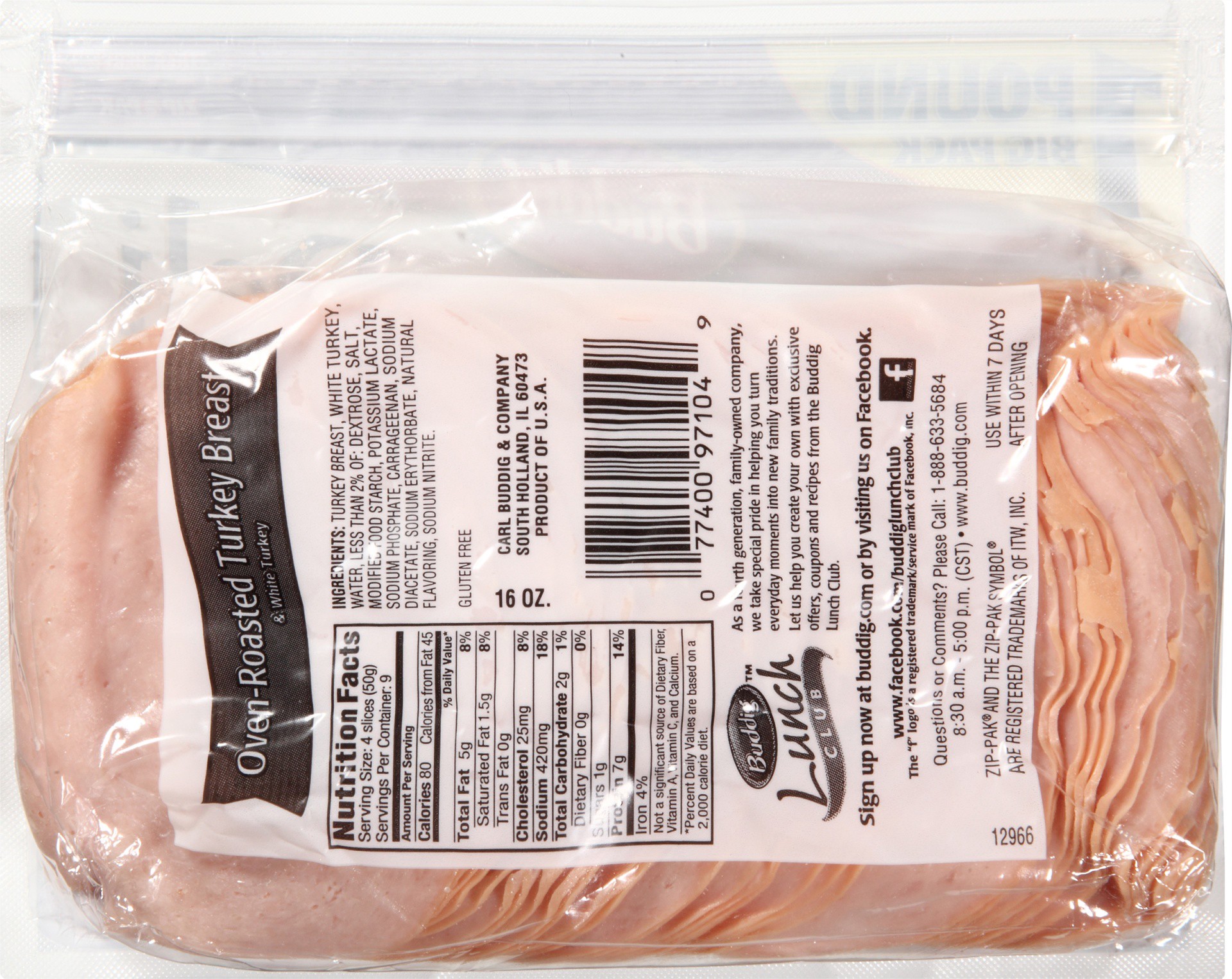 slide 4 of 6, Buddig Premium Deli Oven Roasted Turkey Breast 16 oz. ZIP-PAK, 16 oz