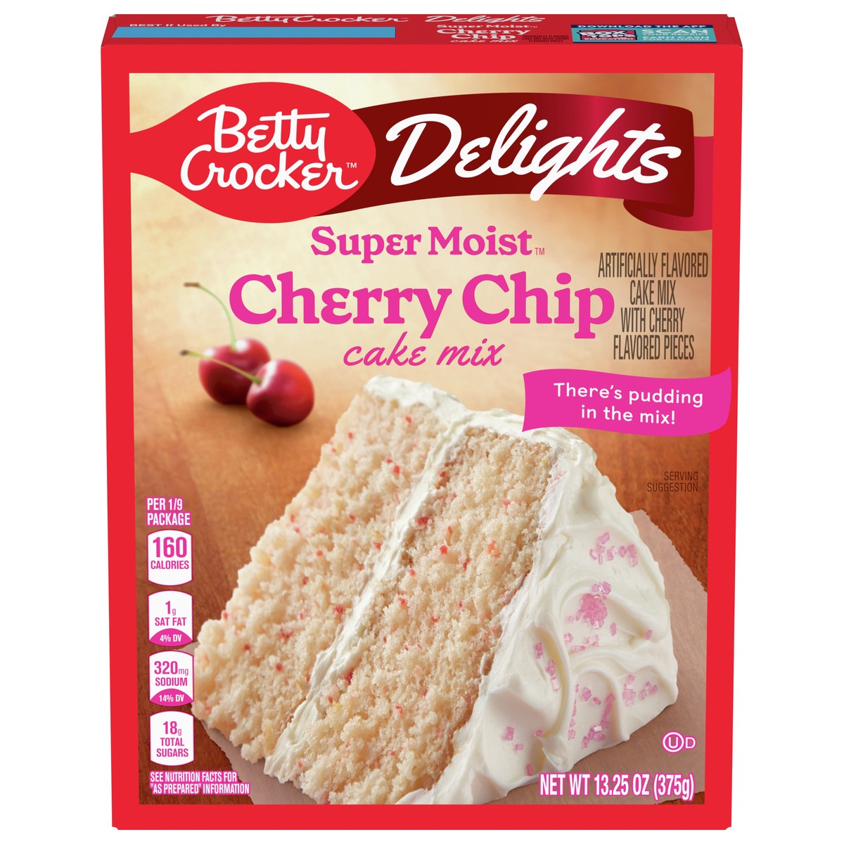 slide 1 of 9, Betty Crocker Delights Super Moist Cherry Chip Cake Mix, 13.25 oz., 13.25 oz