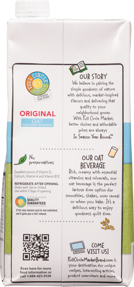 slide 8 of 18, Full Circle Market Oat Original Non-Dairy Beverage 32 fl oz, 32 fl oz