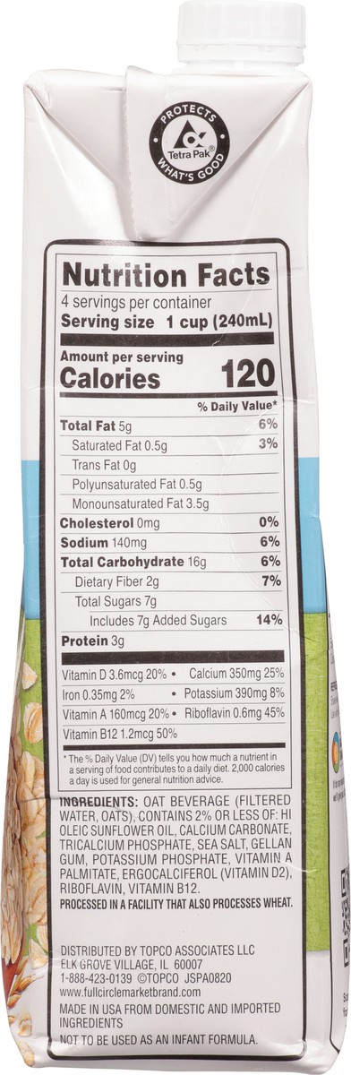 slide 14 of 18, Full Circle Market Oat Original Non-Dairy Beverage 32 fl oz, 32 fl oz
