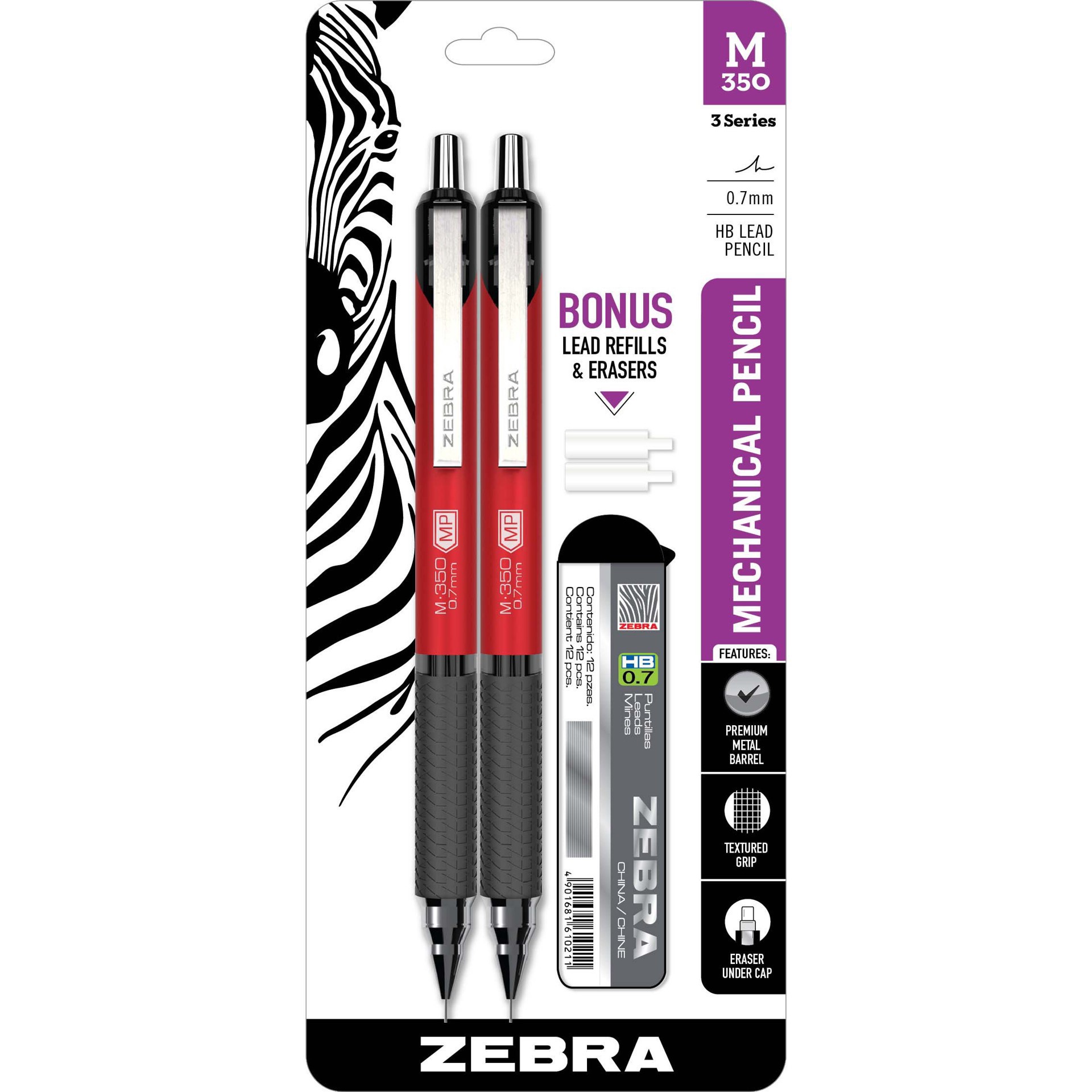 slide 1 of 1, Zebra M-350 0.7mm Mechanical Pencil Set - Red, 2 ct