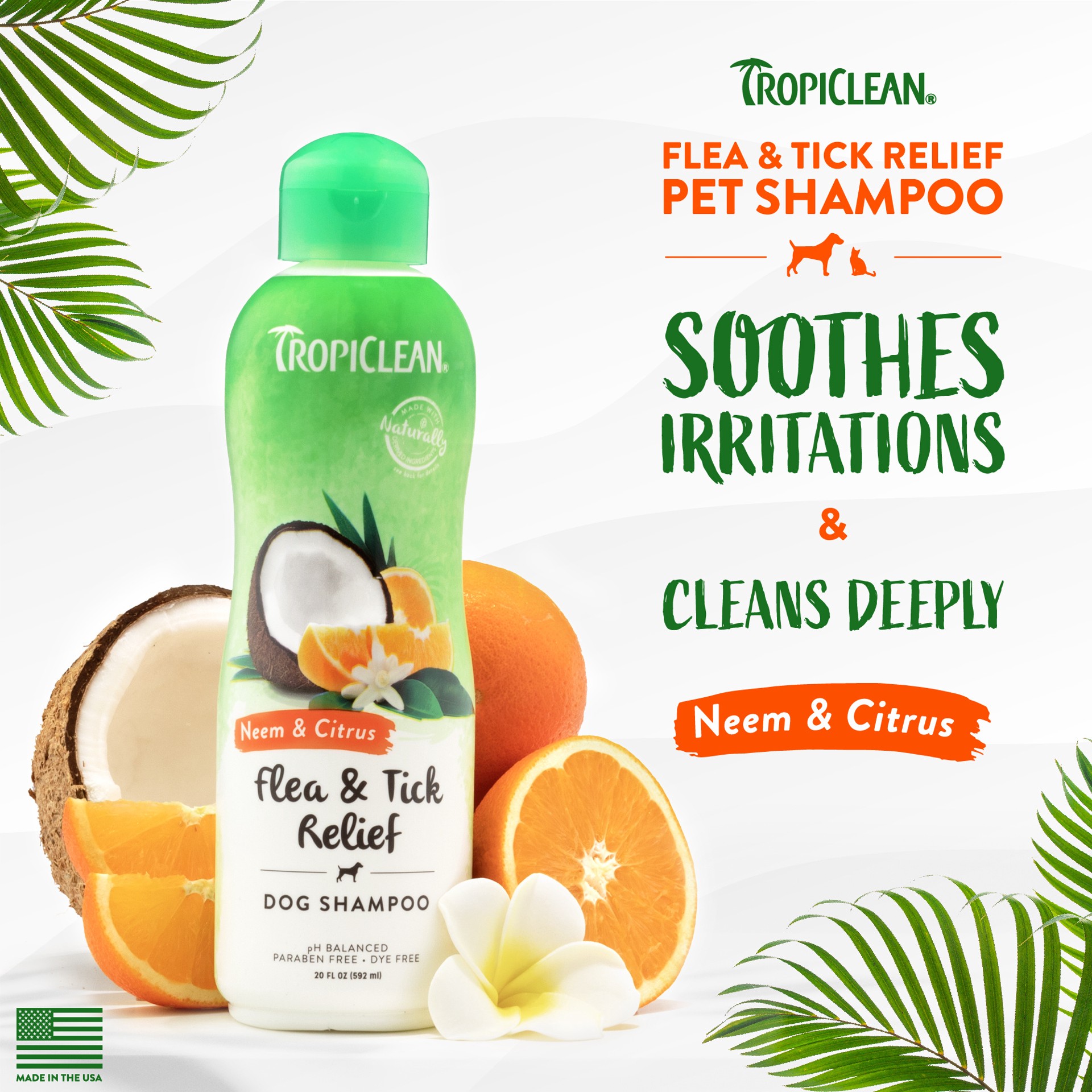 slide 3 of 10, TropiClean Neem & Citrus Flea & Tick Relief Shampoo for Dogs, 20oz, 20 oz