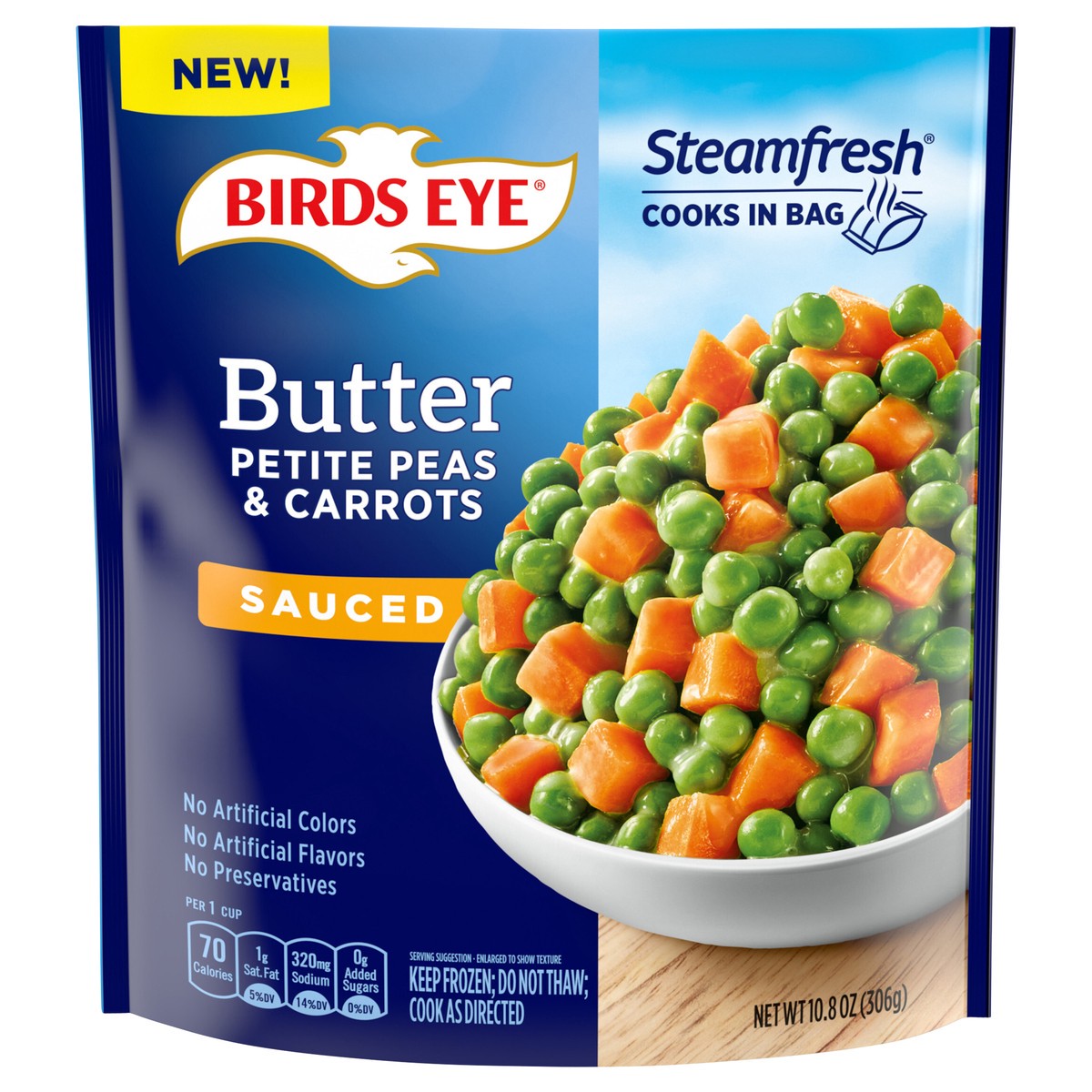 slide 1 of 15, Birds Eye Sauced Butter Petite Peas and Carrots, Frozen Vegetables, 10.8 oz., 10.8 oz