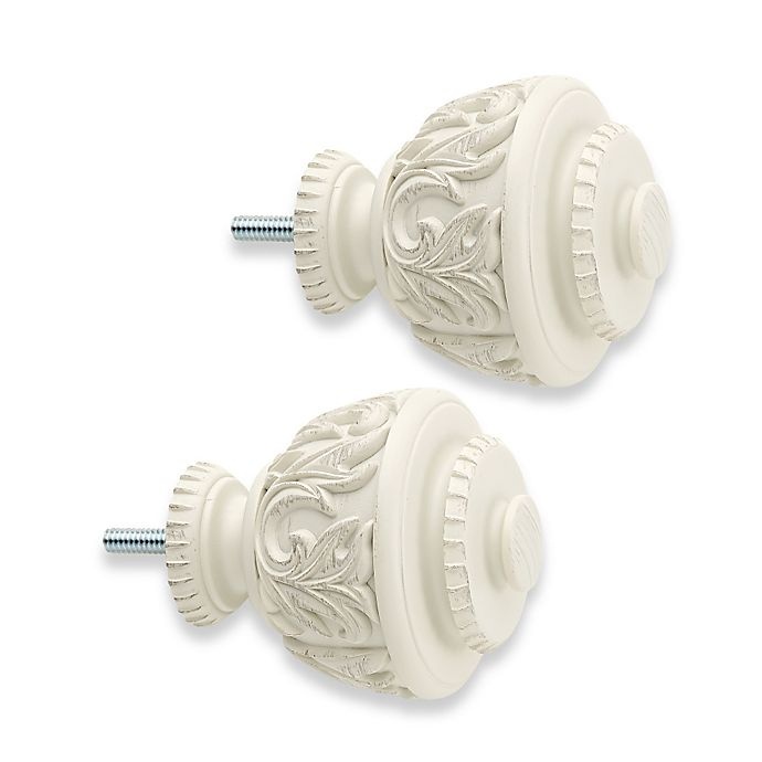 slide 1 of 1, Cambria Premier Curvy Leaf Finials - Satin White, 2 ct