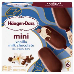 Häagen-Dazs Vanilla Milk Chocolate Ice Cream Snack Bars, 6 Count Mini