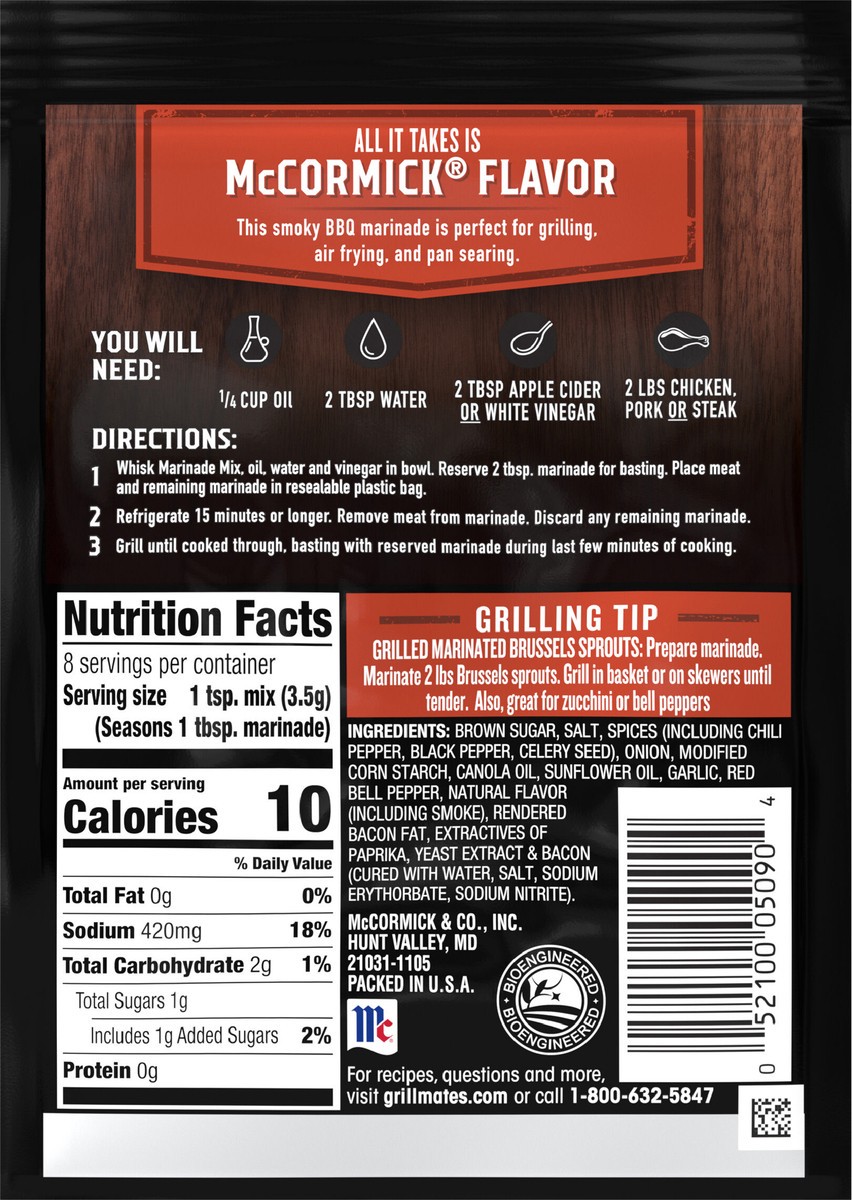 slide 5 of 9, McCormick Grill Mates Marinade Mix - Smoky Bacon BBQ, 1 oz, 1 oz