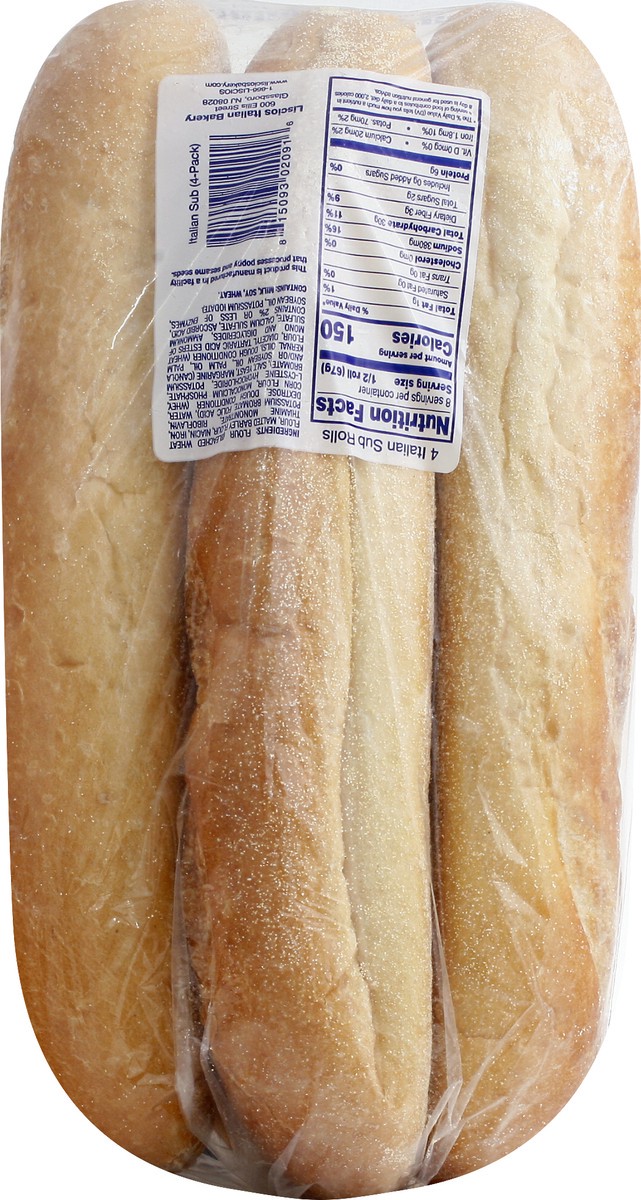slide 2 of 9, Liscio's Bakery Italian Sub Rolls 4 ea, 4 ct