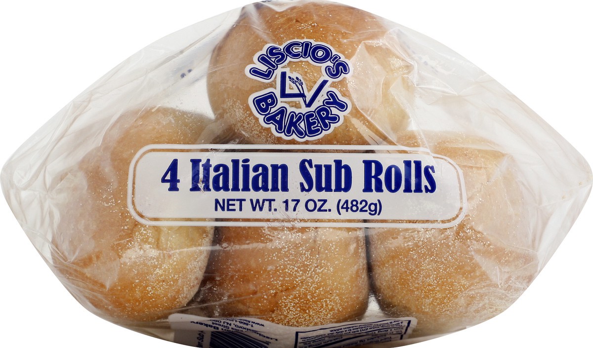 slide 1 of 9, Liscio's Bakery Italian Sub Rolls 4 ea, 4 ct