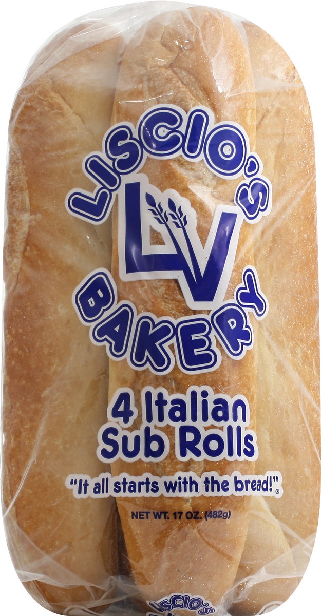 slide 5 of 9, Liscio's Bakery Italian Sub Rolls 4 ea, 4 ct