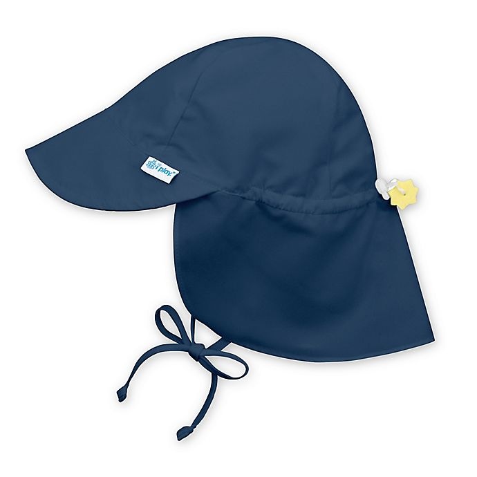 slide 1 of 2, i play. by Green Sprouts Newborn Sun Flap Hat - Navy, 1 ct