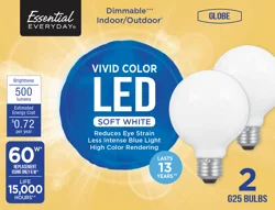 Essential Everyday Soft White Globe Bulb Led 60W