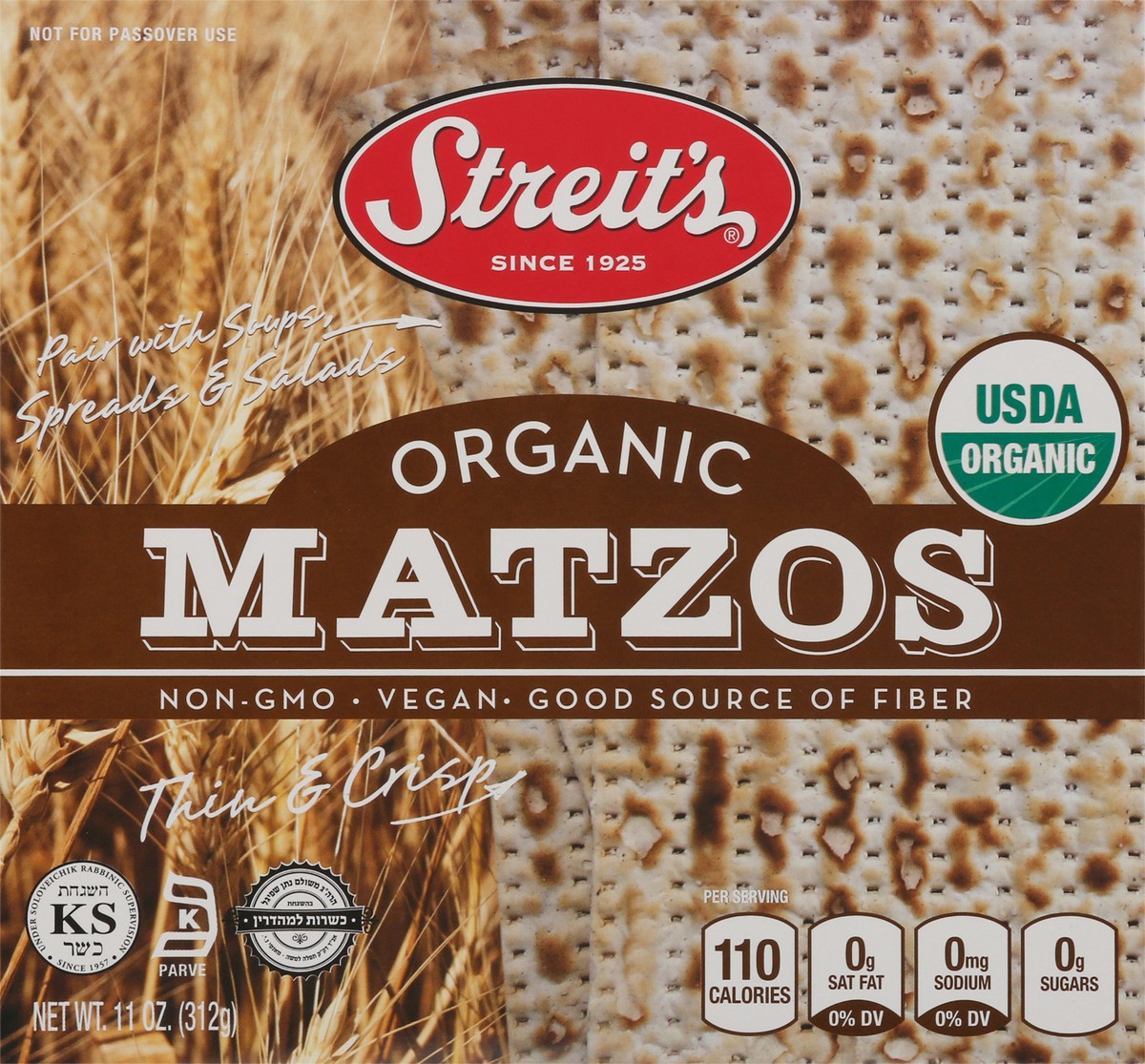 slide 11 of 14, Streit's Flour & Water Matzo, 10 oz