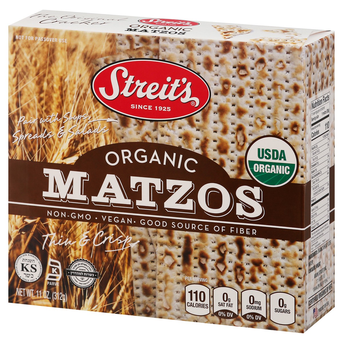 slide 5 of 14, Streit's Flour & Water Matzo, 10 oz