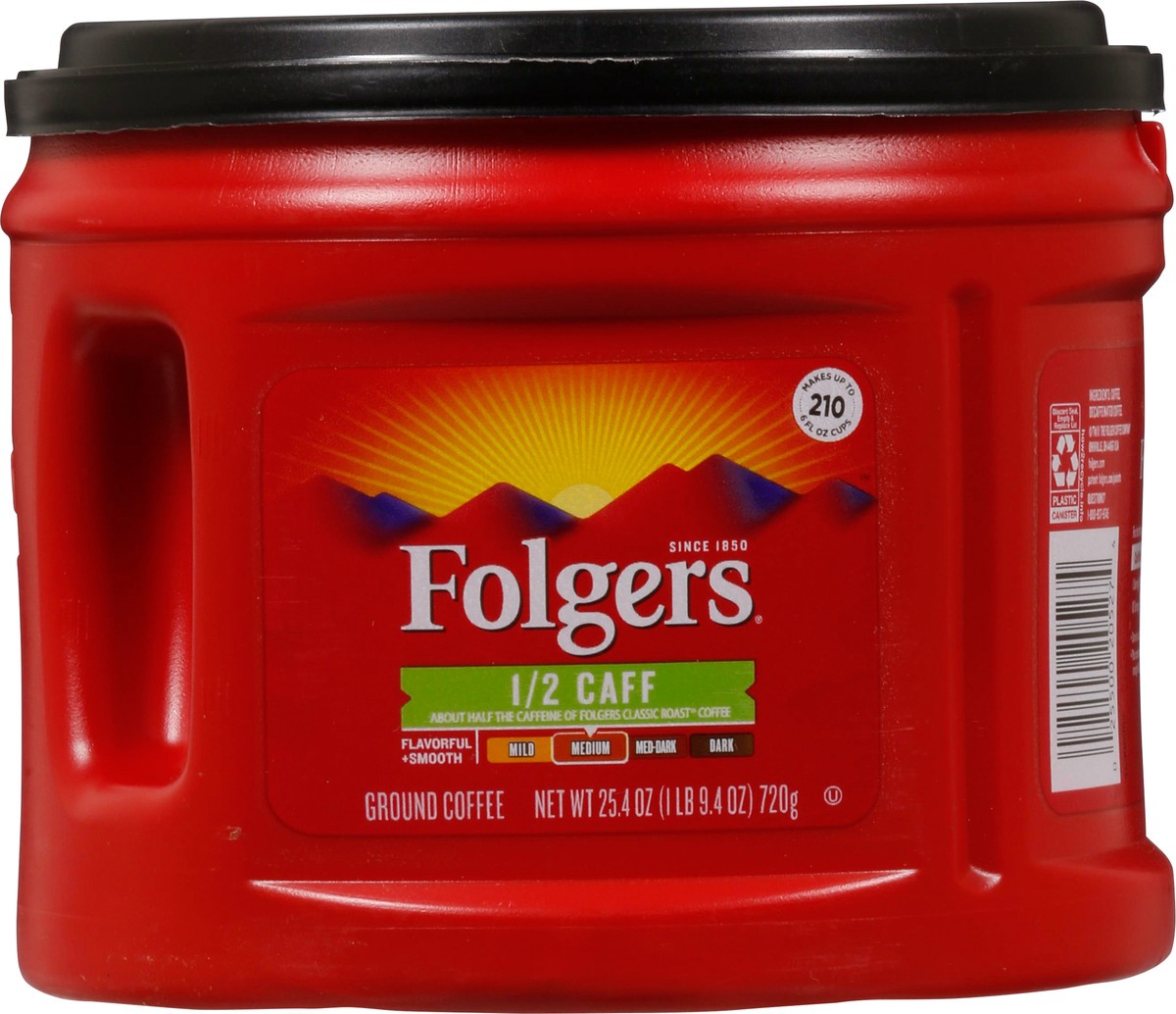 slide 1 of 3, Folgers 1/2 Caff Mild Ground Coffee 25.4 oz, 25.4 oz