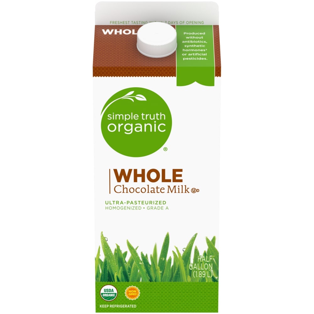 slide 1 of 1, Simple Truth Organic Whole Chocolate Milk, 1/2 gal