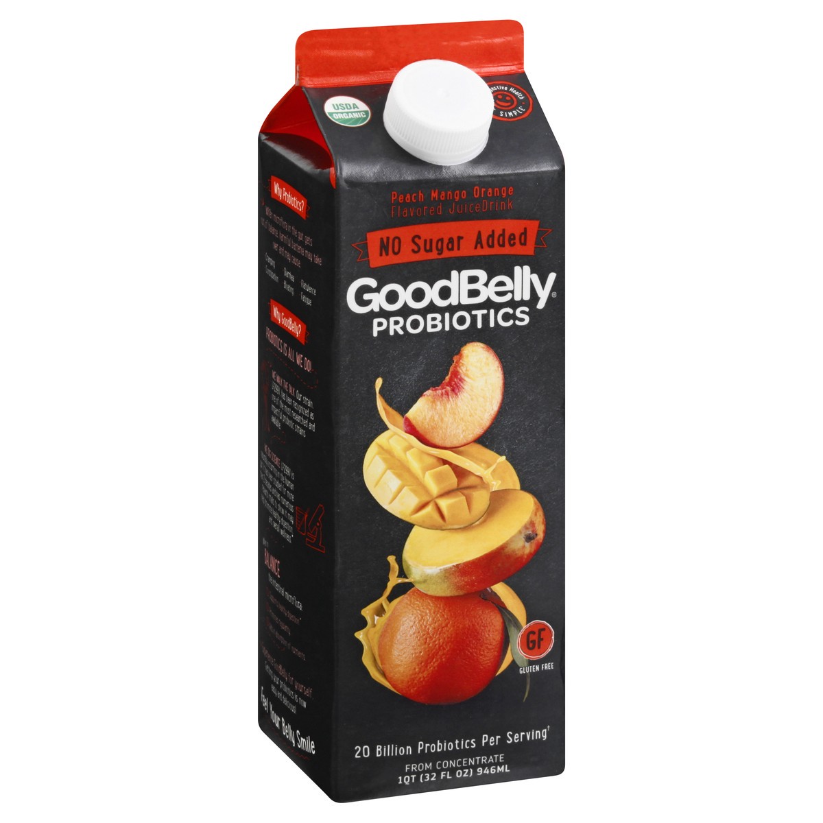 slide 2 of 12, GoodBelly No Sugar Added Peach Mango Orange Juice Drink - 1 qt, 1 qt