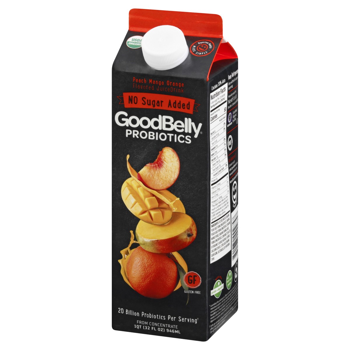 slide 7 of 12, GoodBelly No Sugar Added Peach Mango Orange Juice Drink - 1 qt, 1 qt