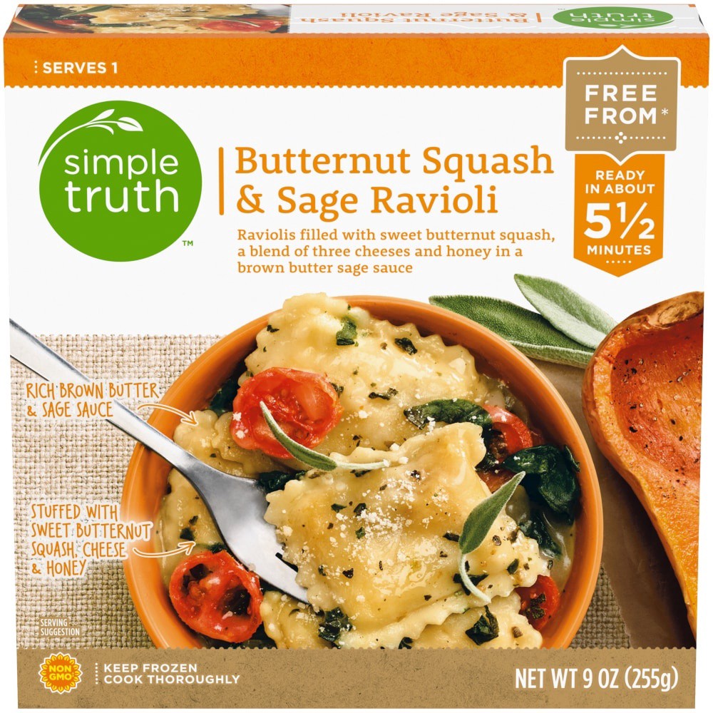 slide 1 of 4, Simple Truth Butternut Squash & Sage Ravioli, 9 oz