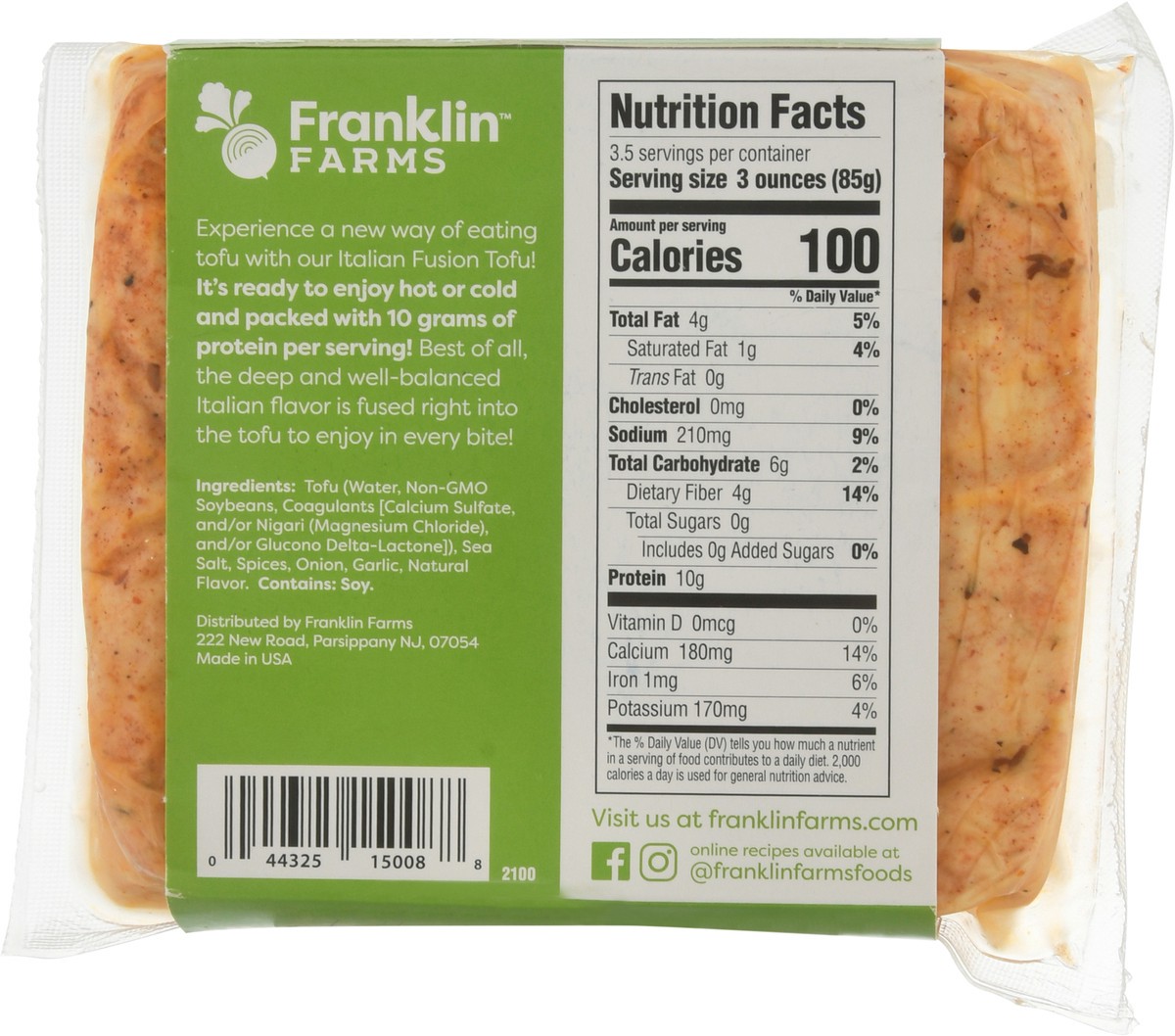 slide 5 of 9, Franklin Farms Italian Fusion Tofu 10 oz, 10 oz