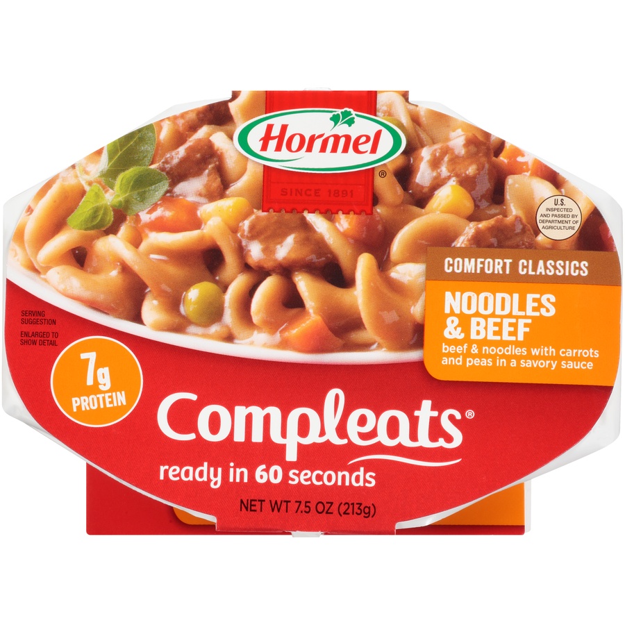 slide 1 of 6, Hormel Compleats Noodles & Beef, 7.5 oz