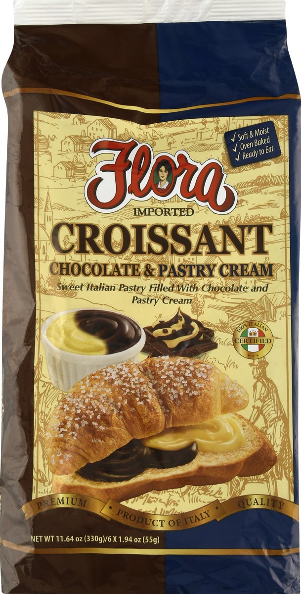 slide 7 of 13, Flora Croissant, Chocolate & Pastry Cream, 6 ct