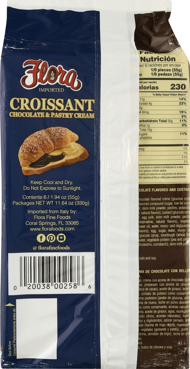 slide 4 of 13, Flora Croissant, Chocolate & Pastry Cream, 6 ct