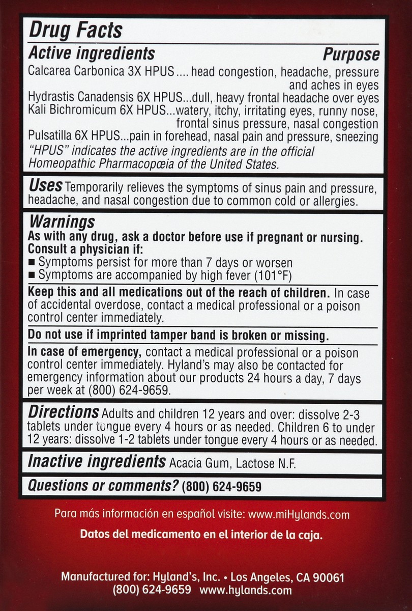 slide 6 of 6, Hyland's Sinus 40 ea, 40 ct