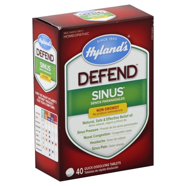 slide 1 of 1, Hyland's Homeopathic Defend Sinus Tablets, 40 ct