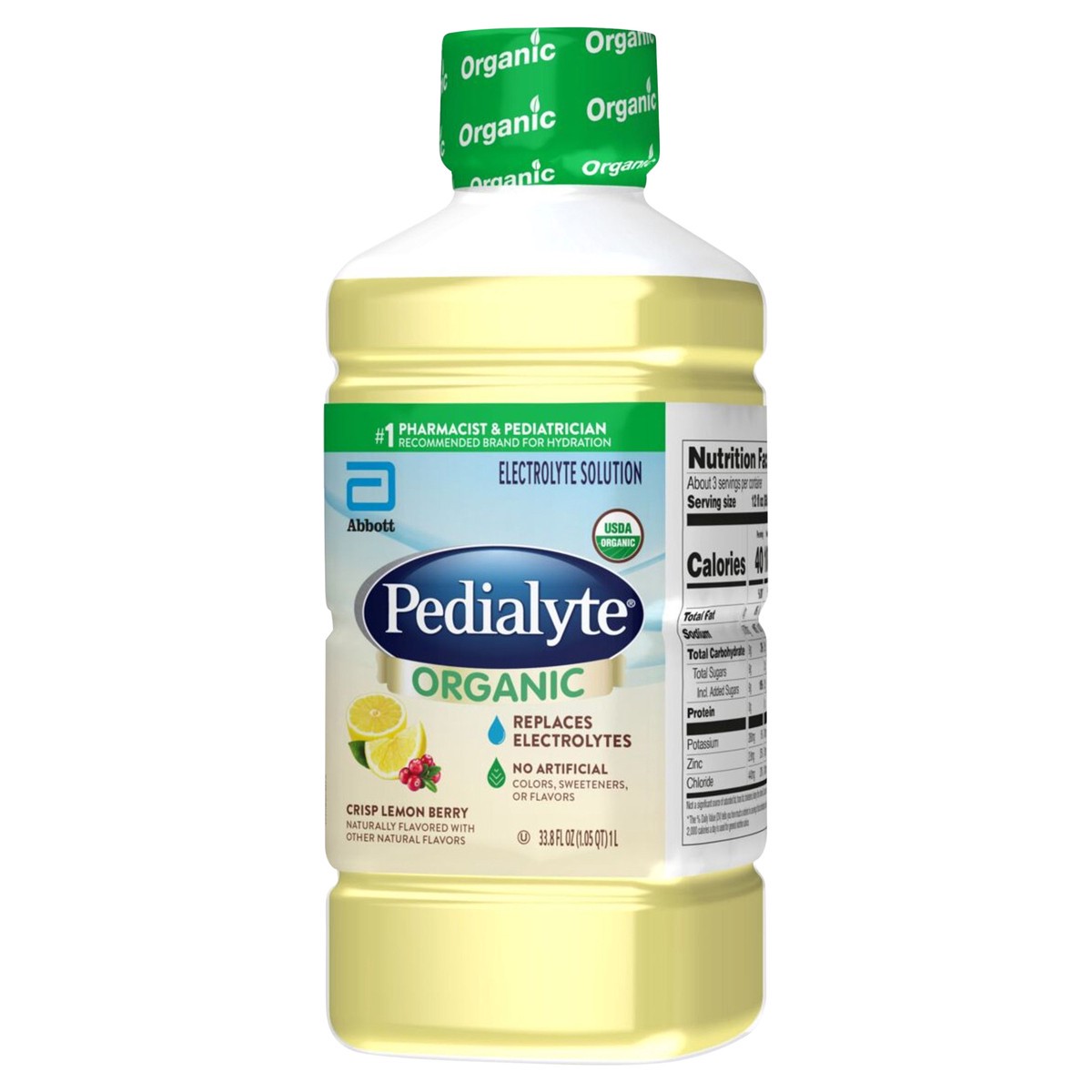 slide 2 of 4, Pedialyte Organic Crisp Lemon Berry Electrolyte Solution - 33.8 fl oz, 33.8 fl oz