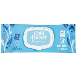 Wild Harvest Baby Wipes, Soft, 72 Each
