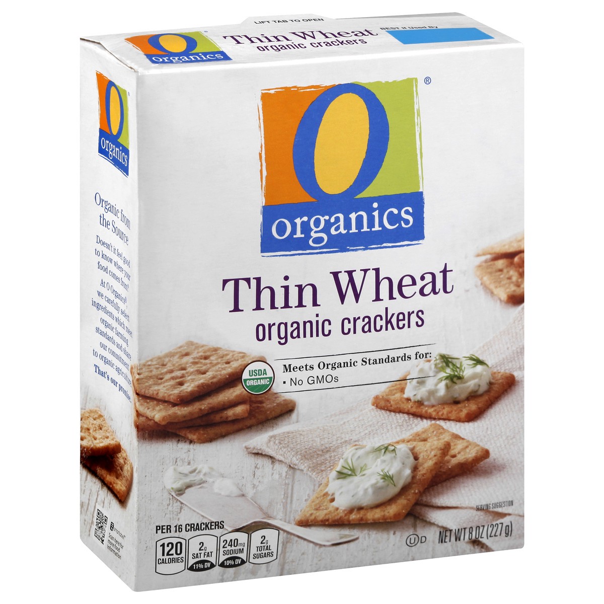 slide 2 of 9, O Organics Crackers, Organic, Thin Wheat, 8 oz