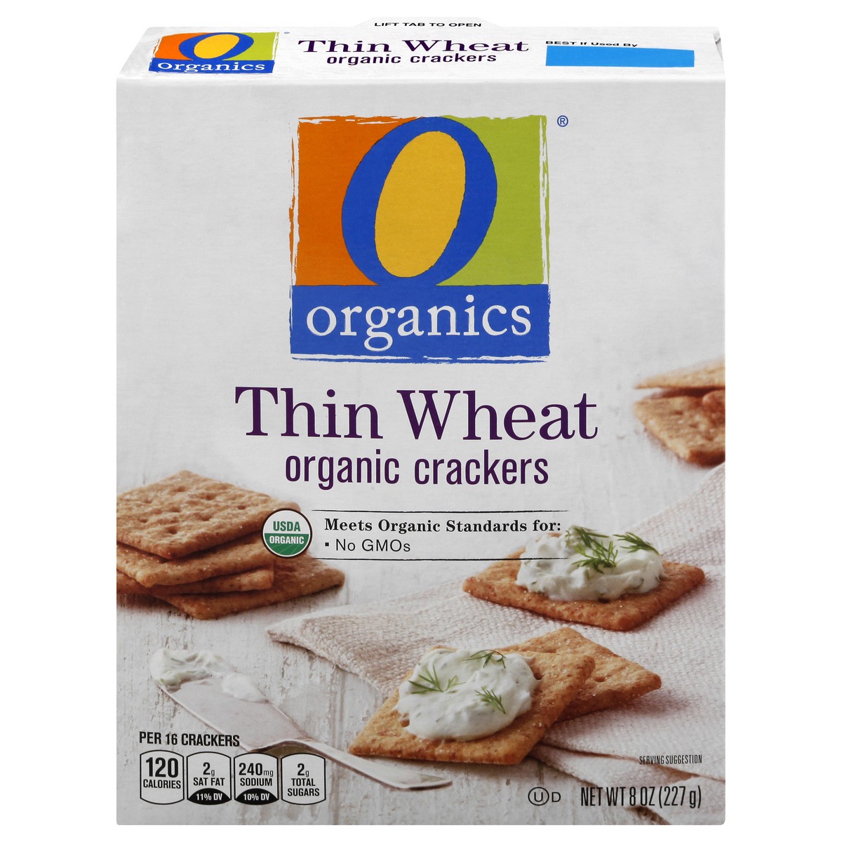 slide 1 of 9, O Organics Crackers, Organic, Thin Wheat, 8 oz