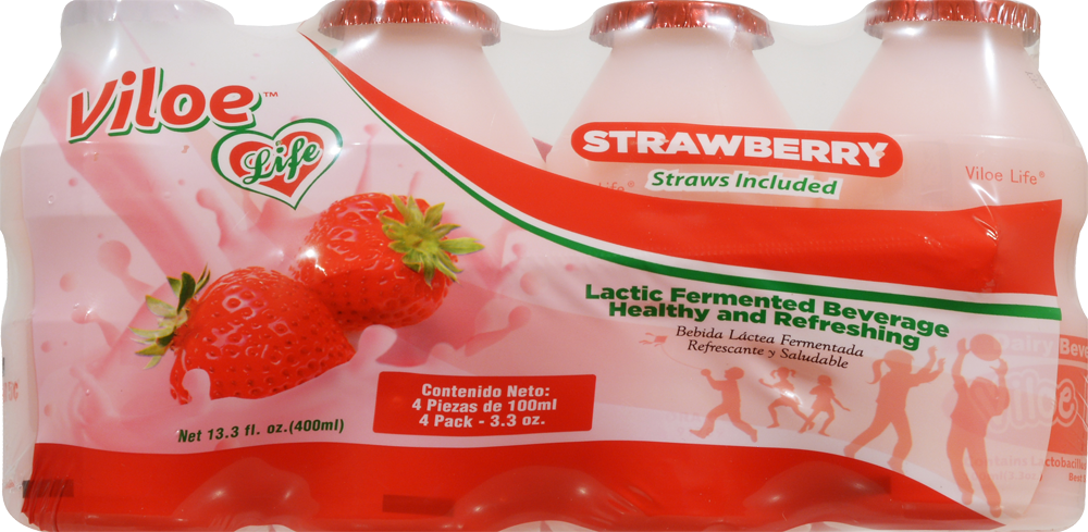 slide 1 of 1, Viloe Life Strawberry Dairy Drink, 4 ct / 3.3 oz