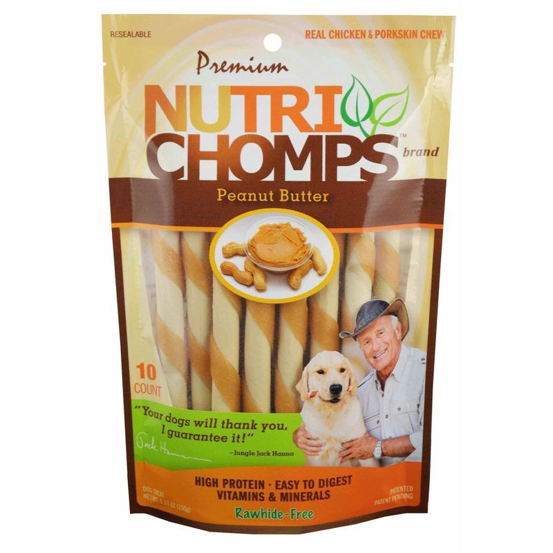 slide 1 of 1, Nutri Chomps Nutrichomps Peanut Butter Twists White, 10 ct